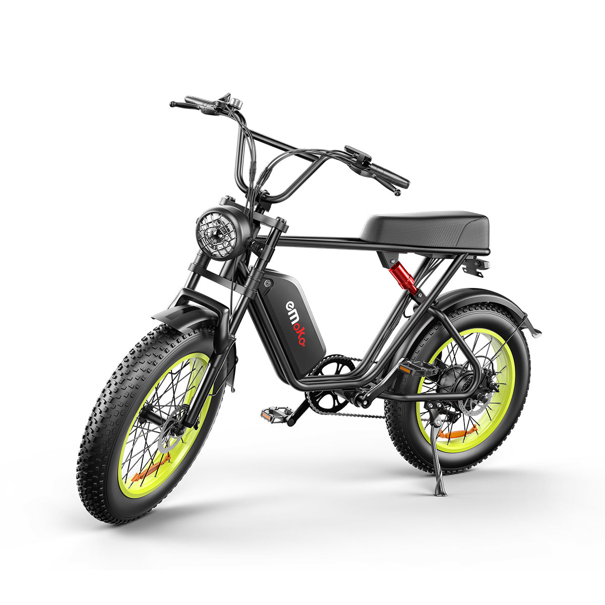 Emoko C91 Electric Bike | Black & Black Seat & Green Wheels 3