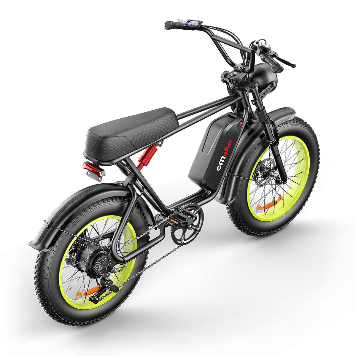 Emoko C91 Electric Bike | Black & Black Seat & Green Wheels 4